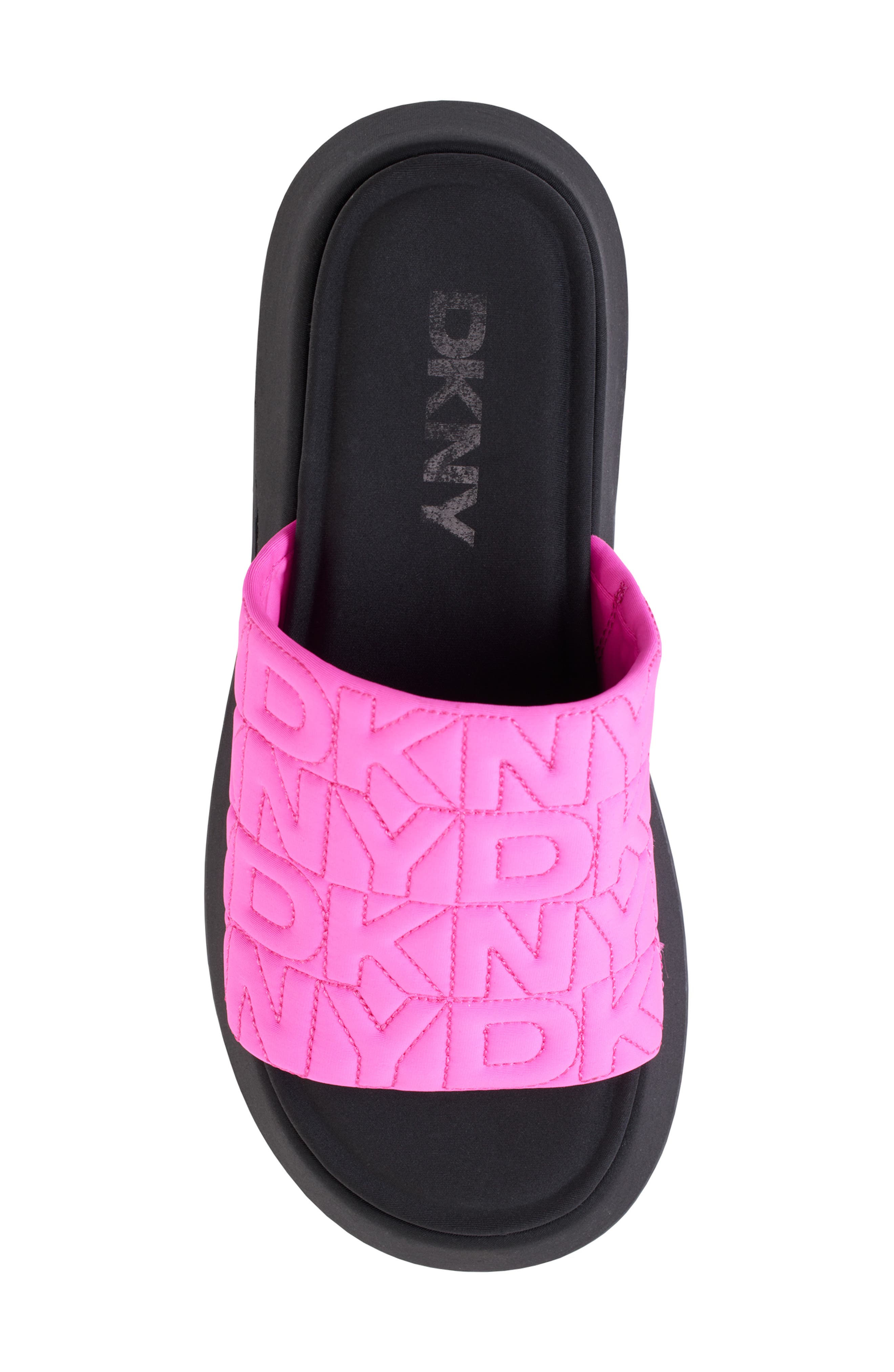 DKNY Logo Quilt Platform Sandal, Alternate, color, Shckng Pnk