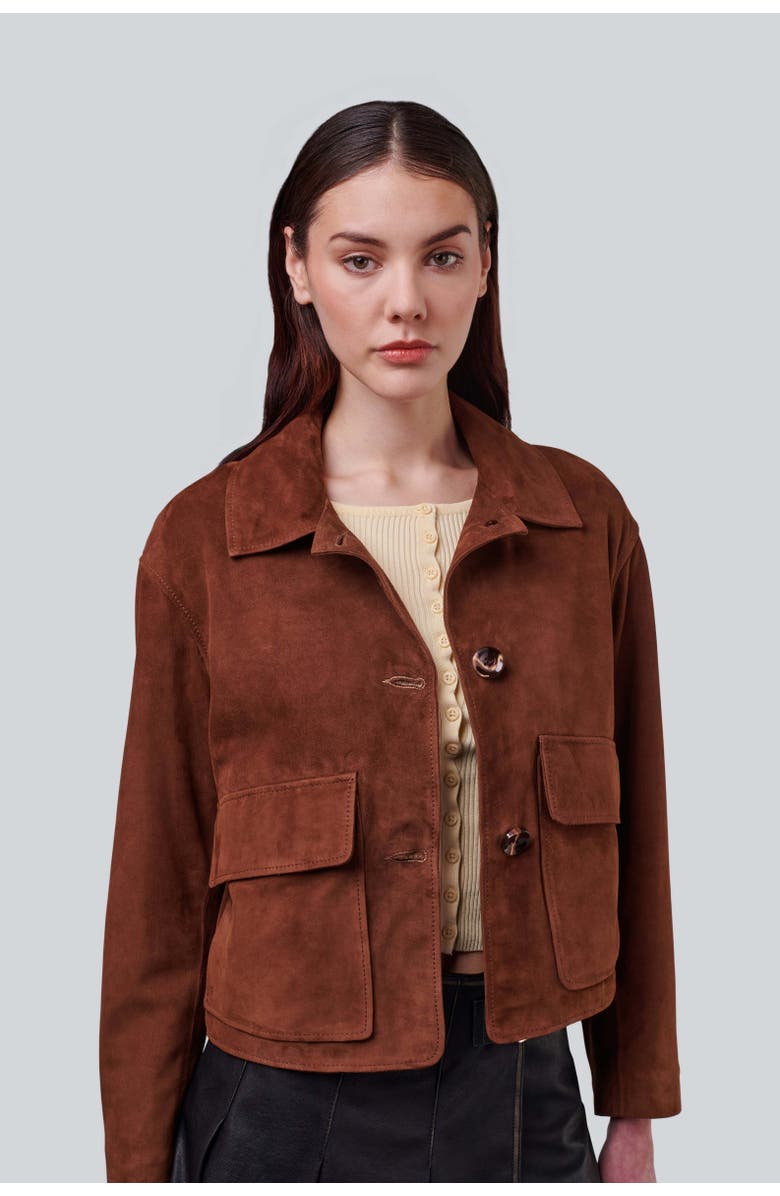 Furniq UK Ella Suede Jacket, Main, color, Chestnut