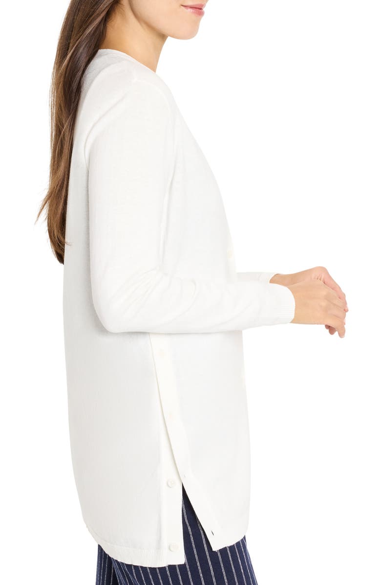 NIC+ZOE Destination Side Button Cardigan, Alternate, color, Paper White