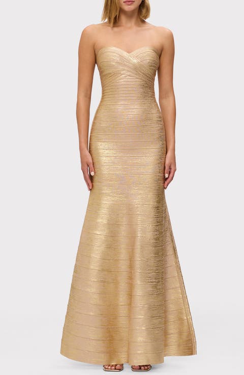 The Metallic Sara Strapless Mermaid Gown
