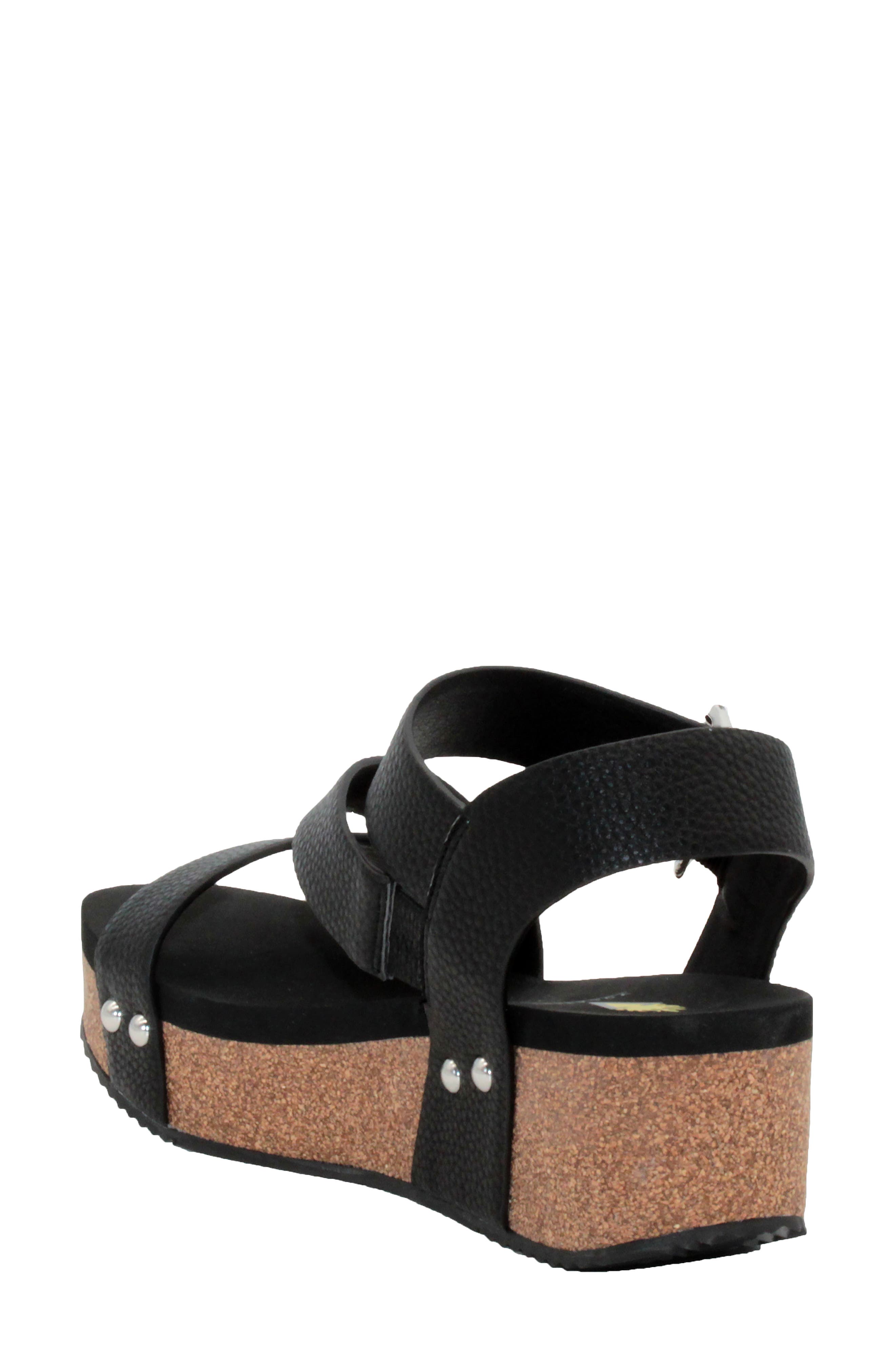 Volatile Biloxi Platform Wedge Sandal, Alternate, color, Black Faux Leather