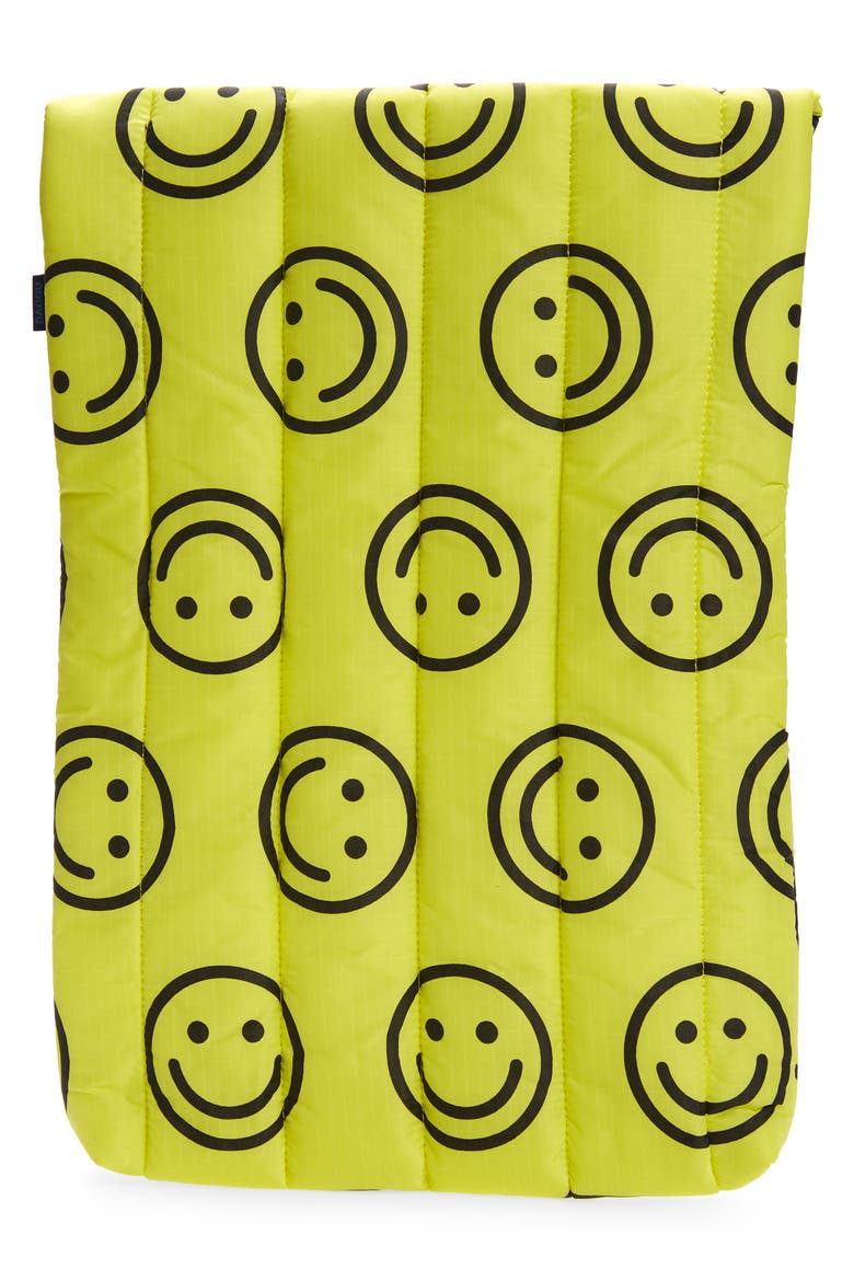 Puffy 16-Inch Laptop Sleeve, Alternate, color, YELLOW HAPPY