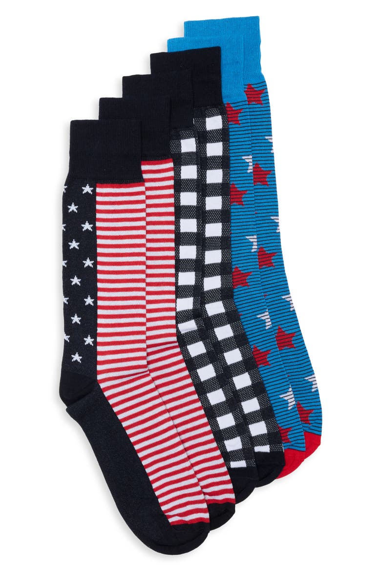 3-Pack Stars and Stripes Dress Socks, Main, color, NAVY