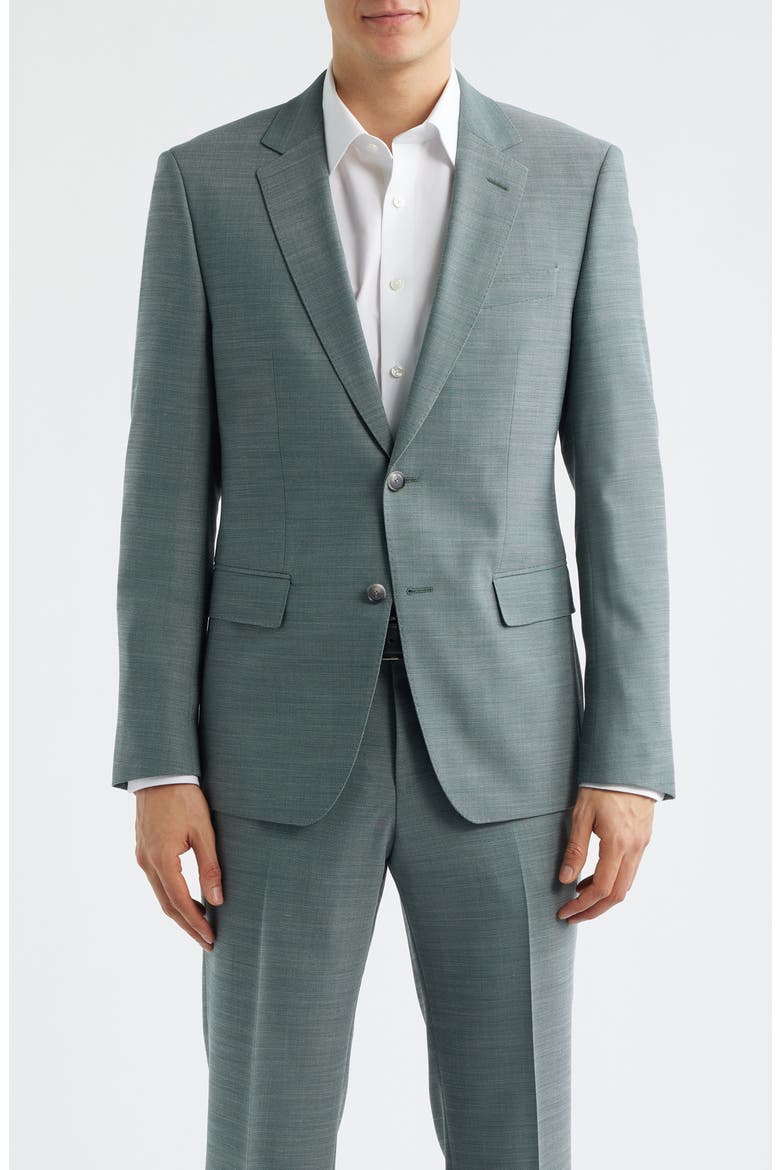 Huge Slim Fit Slub Mélange Suit, Alternate, color, OPEN GREEN