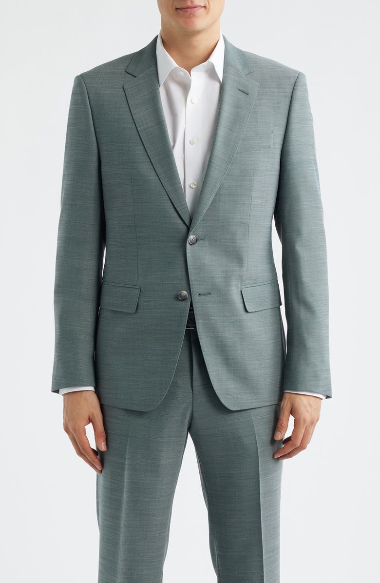 BOSS Huge Slim Fit Slub Mélange Suit, Alternate, color, Open Green