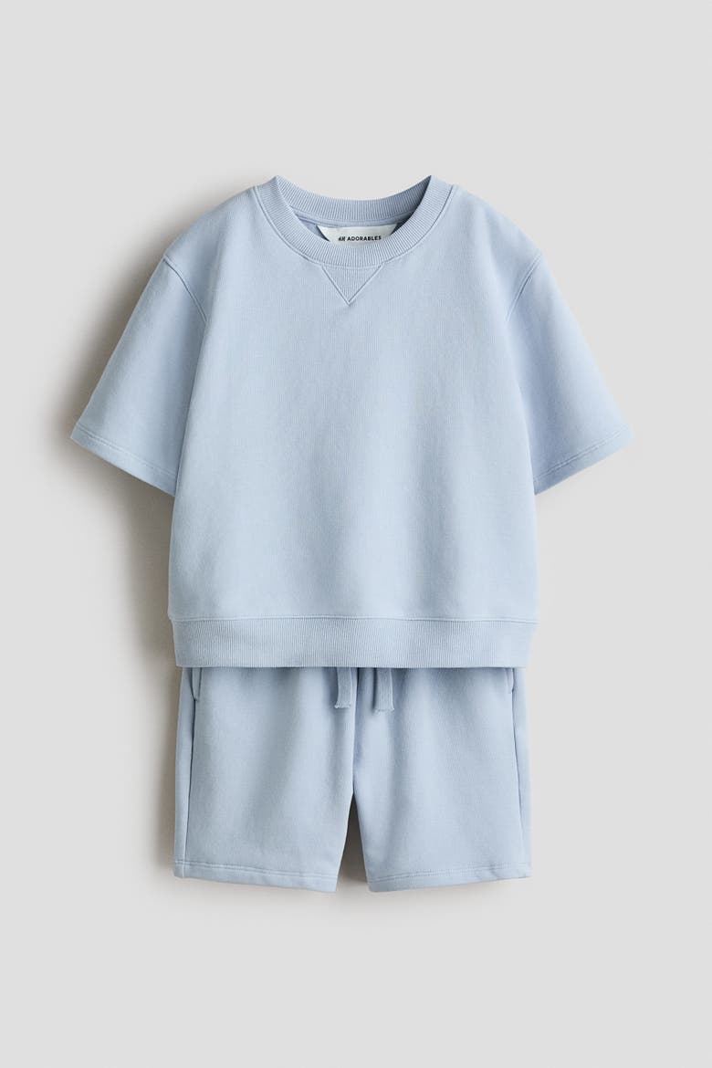 2-piece Cotton Sweatshirt Set, Alternate, color, Light dusty blue