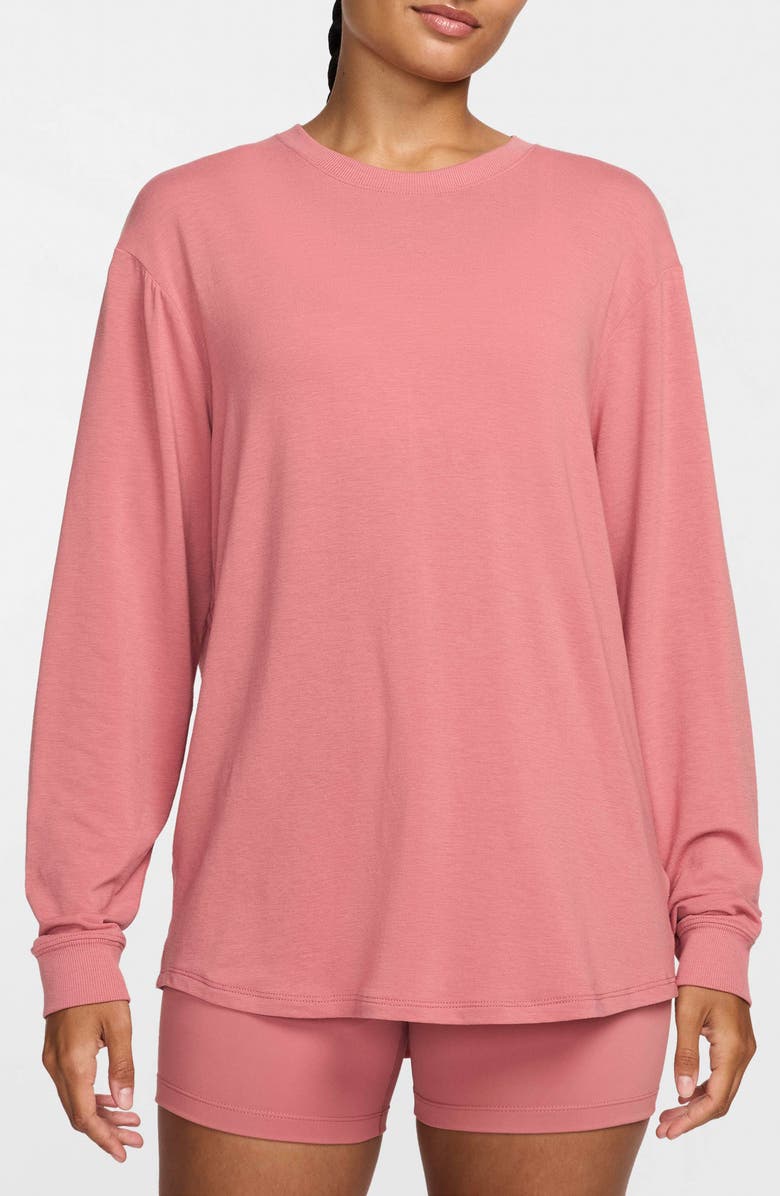 Nike One Relaxed Dri-FIT Top, Main, color, 634 Canyon Pink/Black