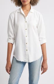 APNY Frayed Hem Button-Up Shirt