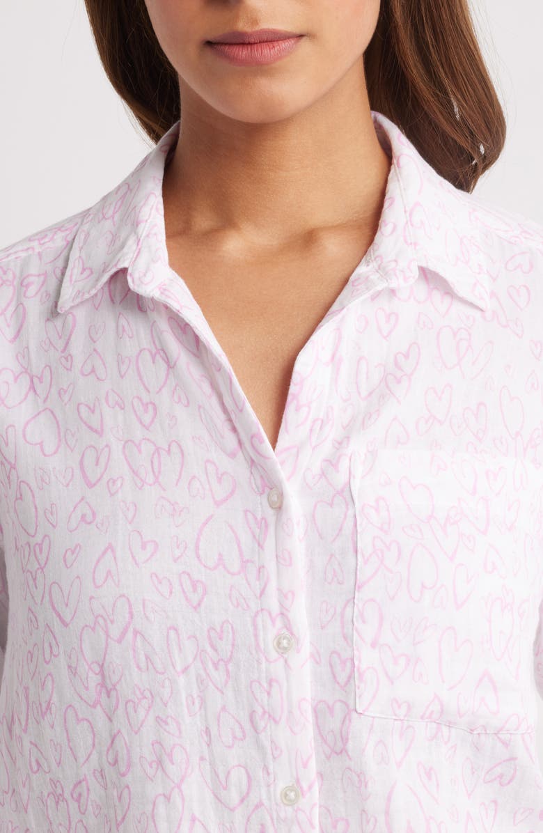 beachlunchlounge Cam Cotton Gauze Button-Up Shirt, Alternate, color, Love Is Blind