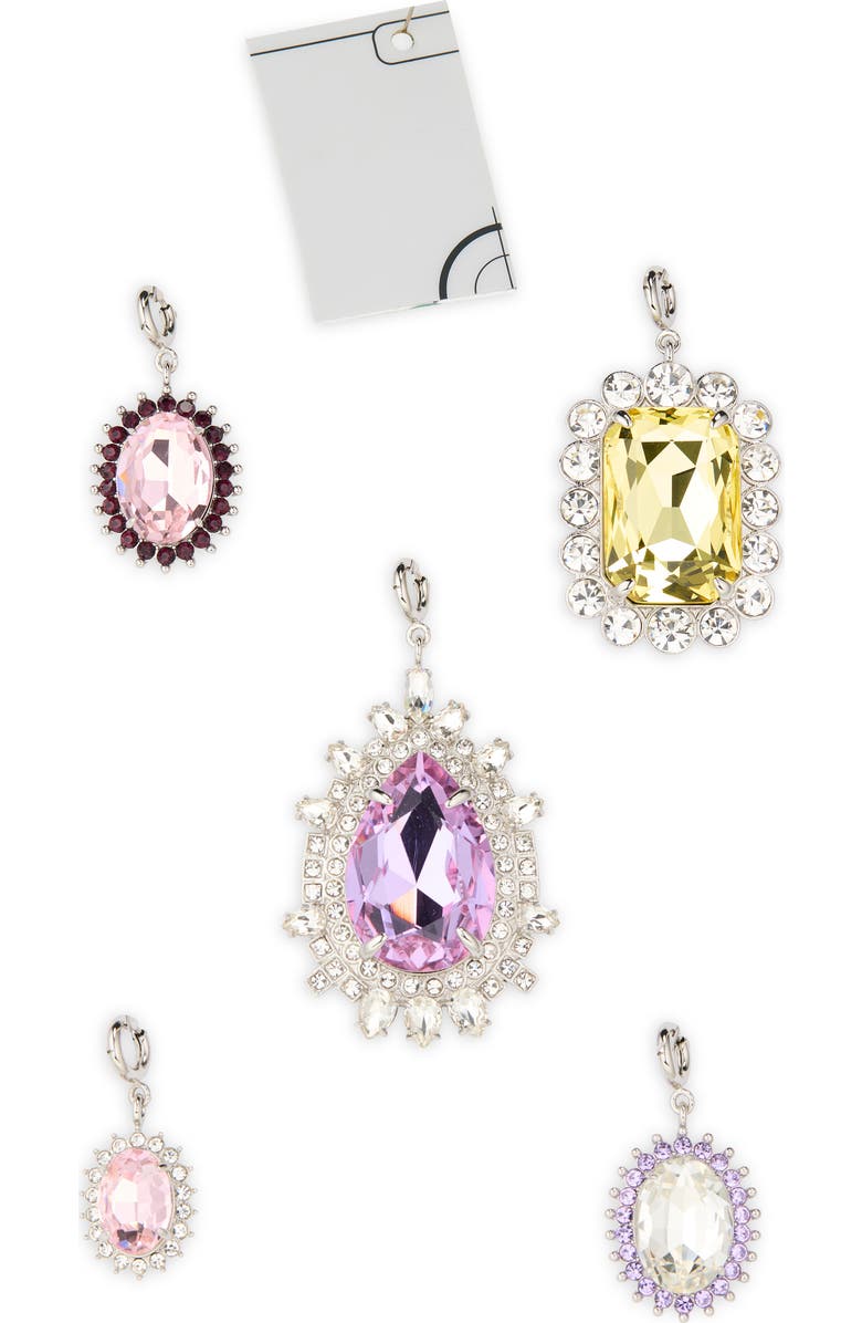 Rabanne Set of 5 Assorted Crystal Bag Charms, Main, color, Silver Multi