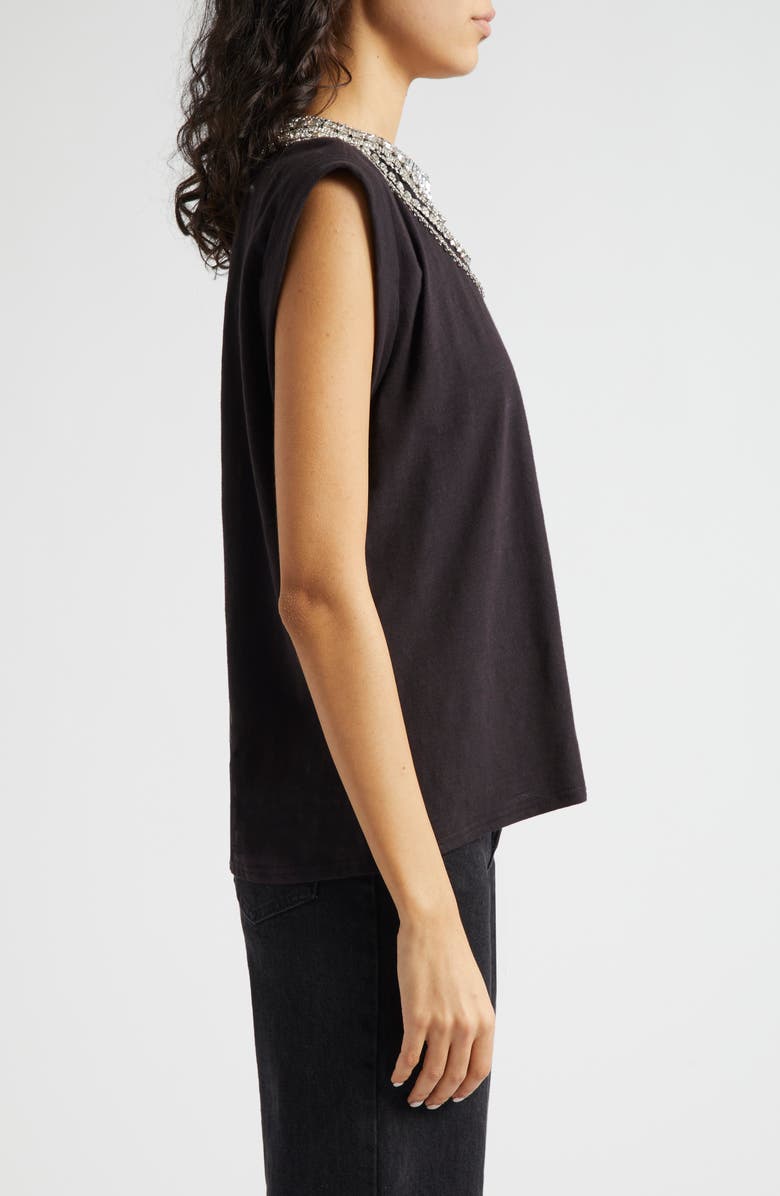 Cinq à Sept Bella Rhinestone Detail Cotton Top, Alternate, color, Black