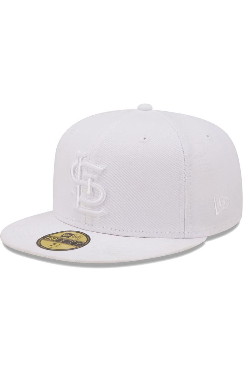 New Era Men's New Era St. Louis Cardinals White on White Logo 59FIFTY Fitted Hat, Alternate, color,