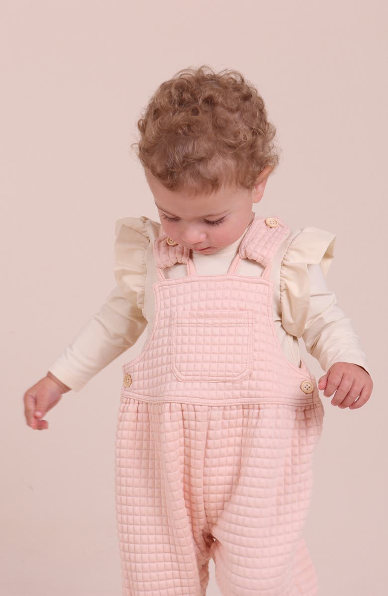 TINY TRIBE Waffle Knit Overalls, Alternate, color, Light Pink