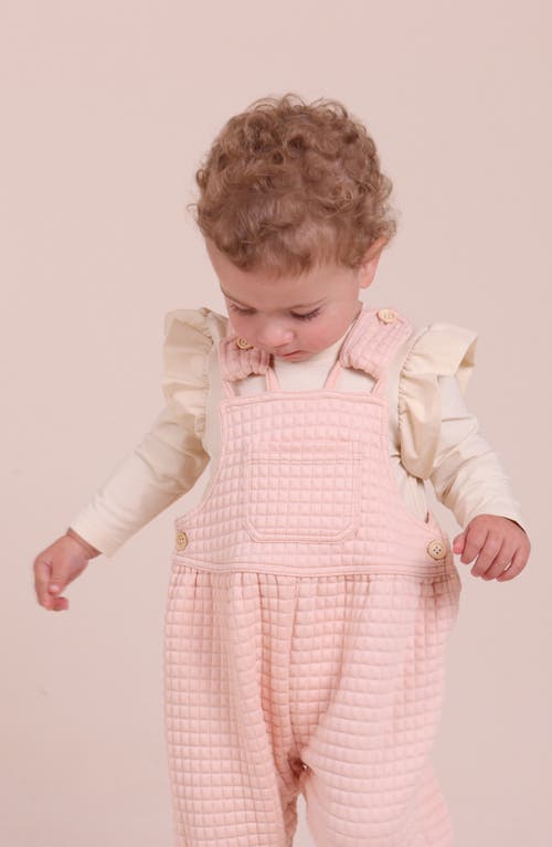 Tiny Tribe Waffle Knit Overalls In Pink