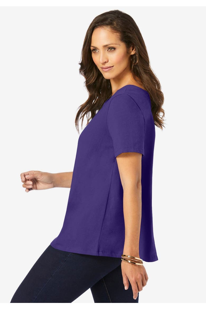 Stretch Cotton Trapeze Tee, Alternate, color, MIDNIGHT VIOLET