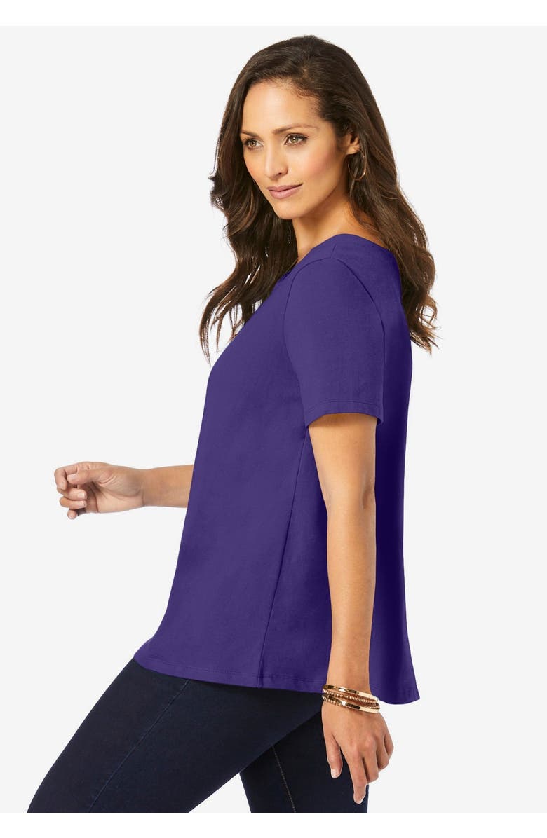 Jessica London Stretch Cotton Trapeze Tee, Alternate, color, Midnight Violet