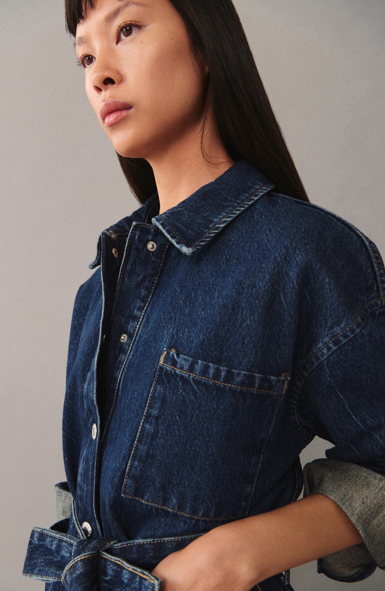 MANGO Belted Denim Jacket, Alternate, color,