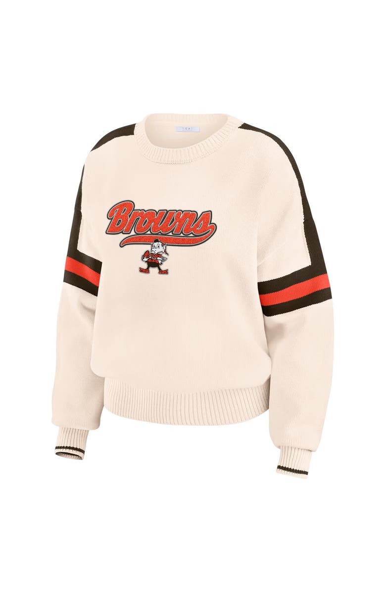 WEAR by Erin Andrews Women's WEAR by Erin Andrews  Cream Cleveland Browns Stripe Pullover Sweater, Alternate, color, 