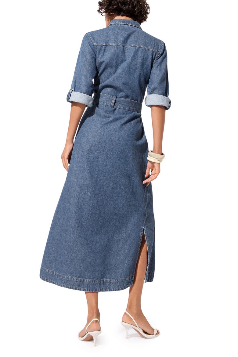 Belted Denim Shirtdress, Alternate, color, BLUE