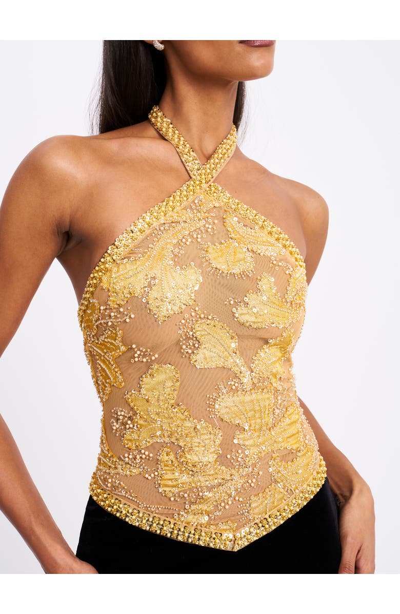 Miss Circle Gazelle Embroidered Vintage Style Maxi Dress, Alternate, color, Black