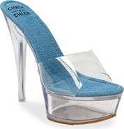 CHASE AND CHLOE Chase & Chloe Clear Platform Mule Sandal