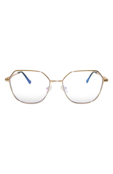 Selena 54mm Geometric Blue Light Blocking Glasses