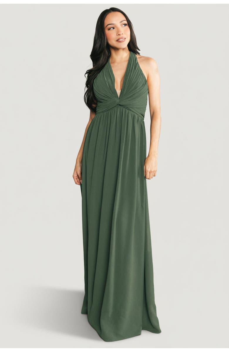 Baltic Børn Larissa Halter Maxi Dress, Main, color, Cypress