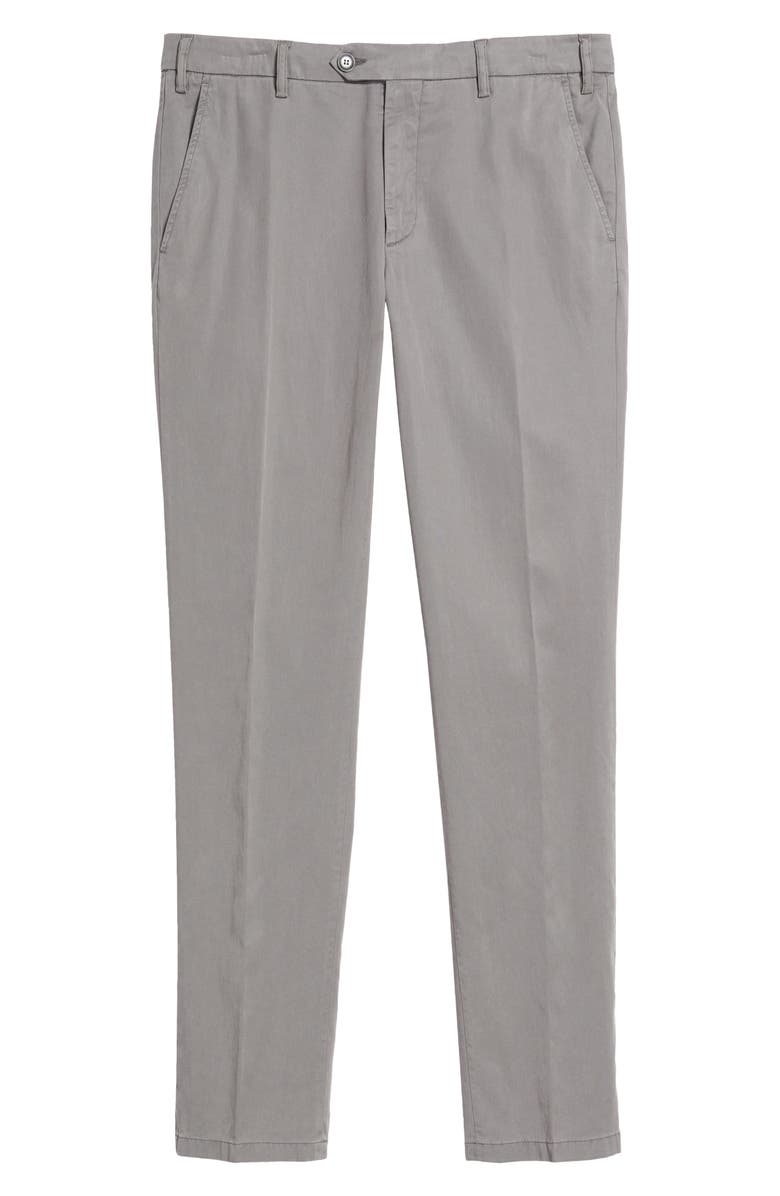 Canali Regular Fit Flat Front Comfort Twill Pants, Alternate, color, Grey