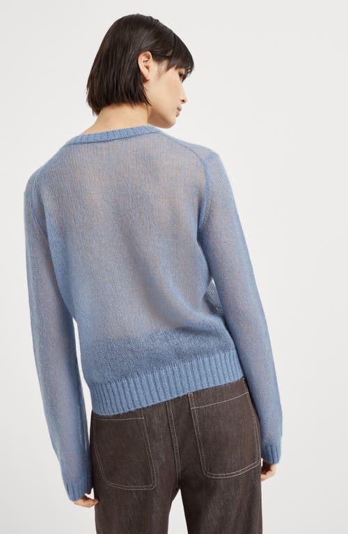 Brunello Cucinelli Mohair Shetland Gauze Crewneck Sweater In Avio Blue