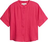 CITY BLUES Boxy Short Sleeve Button-Up Shirt