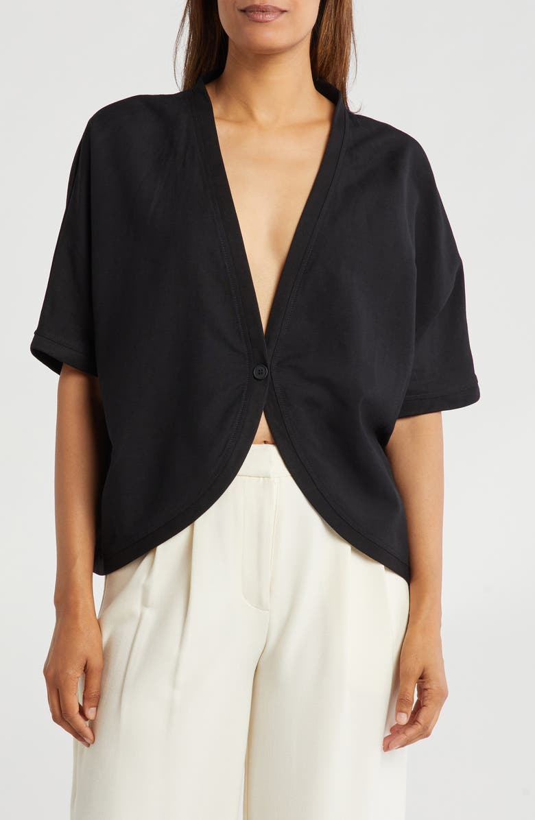 PATRIZIA LUCA Single Button Short Sleeve Cardigan, Main, color, 