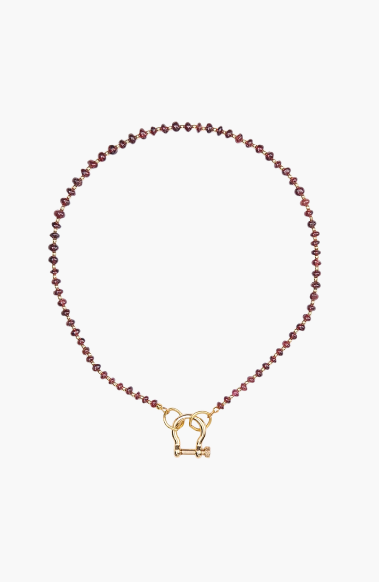 SHOP SPICY DAN Ruby Red Garnet Gold Plated Necklace, Main, color, Red