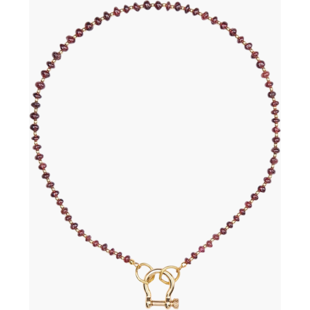 Shop Spicy Dan Ruby Red Garnet Gold Plated Necklace In Brown