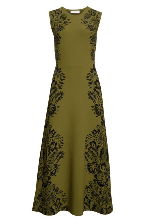 Ulla Johnson Liana Floral Jacquard Knit Midi Dress In Green