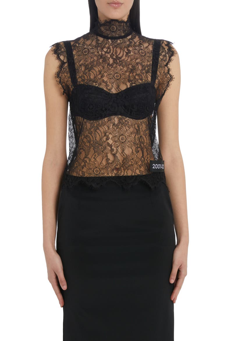 Sheer Lace Top, Main, color, BLACK