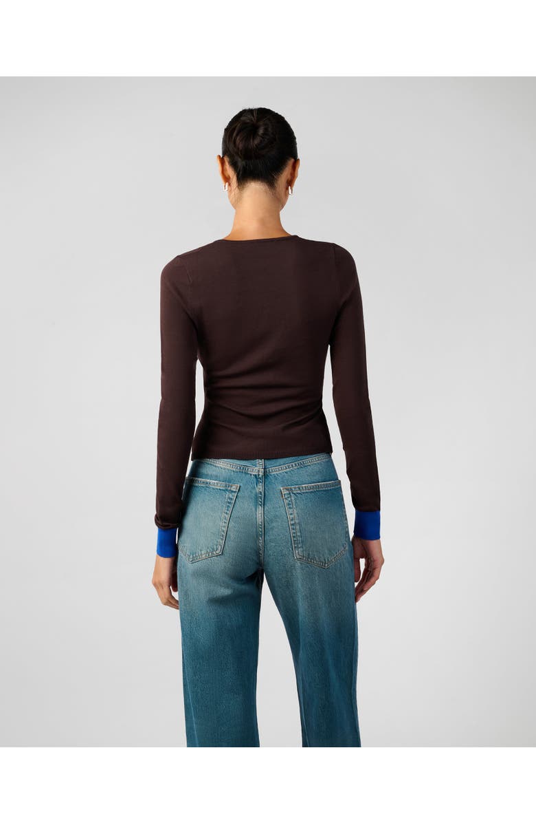 WeWoreWhat Fine Knit Cardigan, Alternate, color, Coffee/Ryal Blu