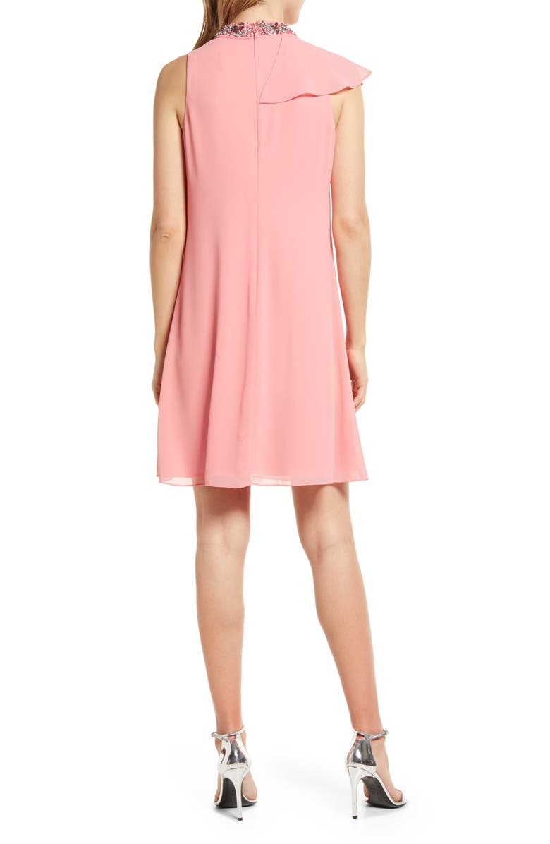 Vince Camuto Beaded Ruffle Sleeveless Dress, Alternate, color, Guava