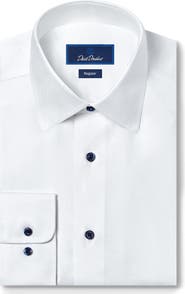 David Donahue Regular Fit Solid White Dress Shirt