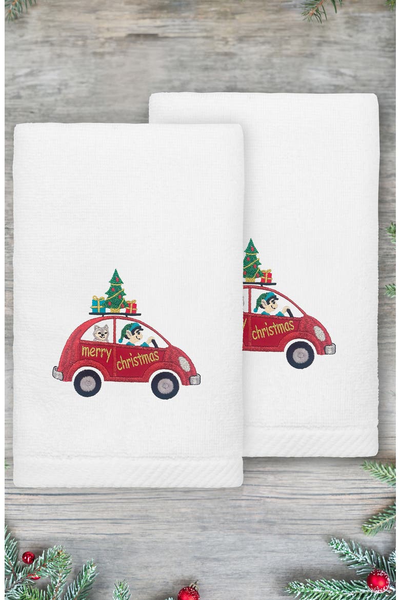 2-Piece Red Car Turkish Cotton Hand Towel Set, Alternate, color, WHITE