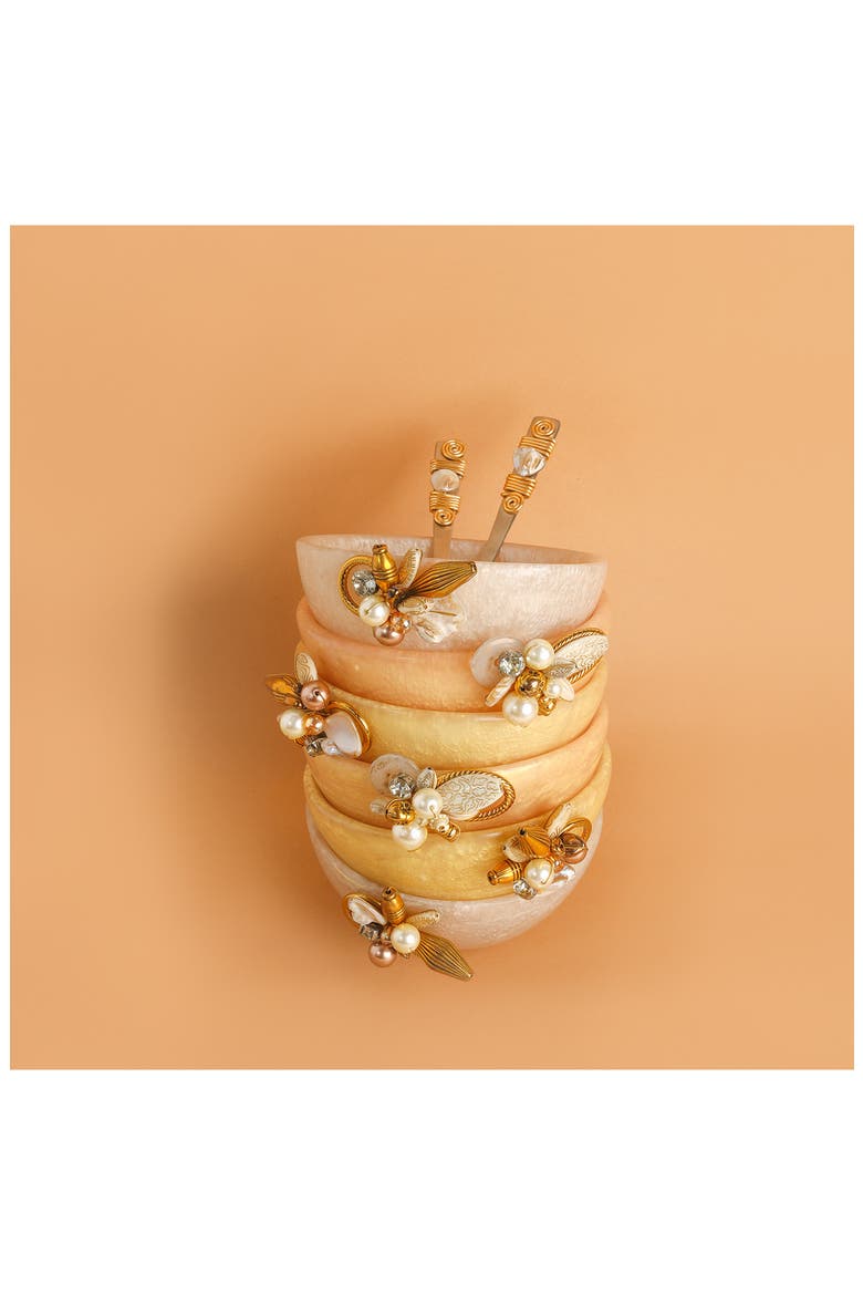 Set of 2 Blush Blossom Snack Bowls, Alternate, color, PINK GOLD