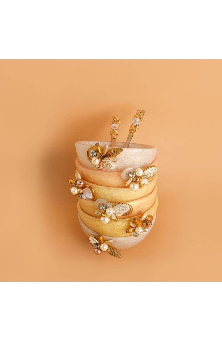 Tiramisu Set of 2 Blush Blossom Snack Bowls, Alternate, color, Pink Gold