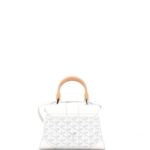 Pre-owned Goyard Goyard Saigon Top Handle Bag Coated Canvas With Leather Mini In White