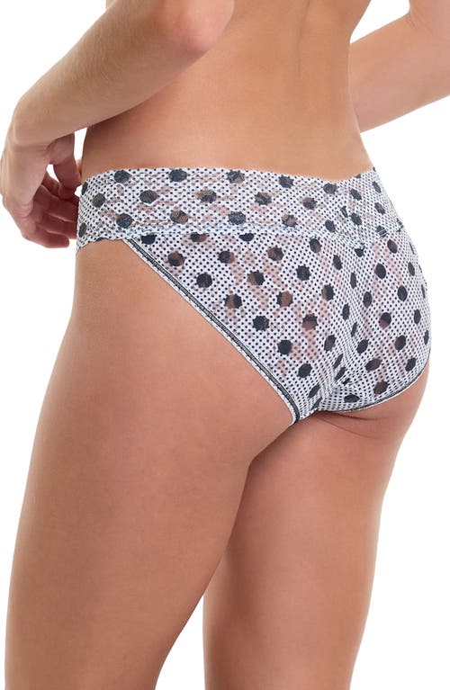 Hanky Panky Printed Signature Lace V-kini In Pinpoint White