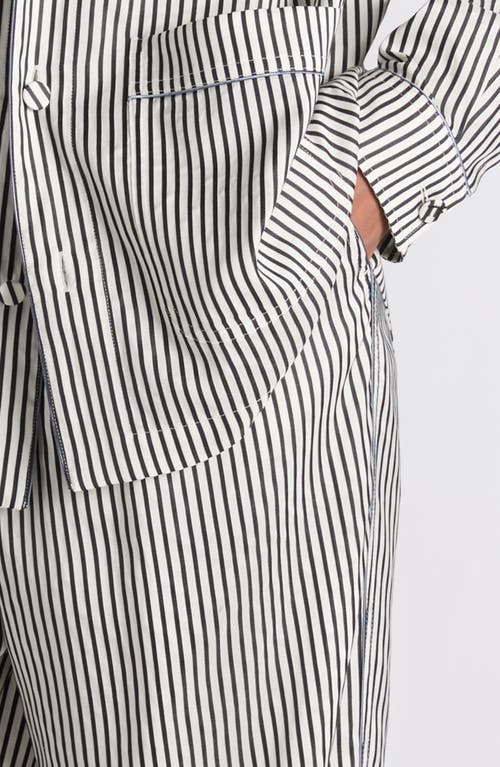 Tom Ford Stripe Silk Pajama Pants In Gray