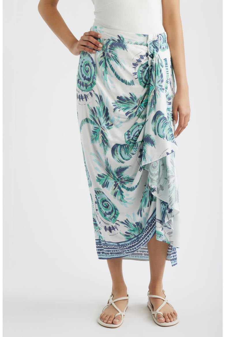 Faux Wrap Midi Skirt, Main, color, CREAM