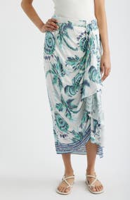 CITY BLUES Faux Wrap Midi Skirt