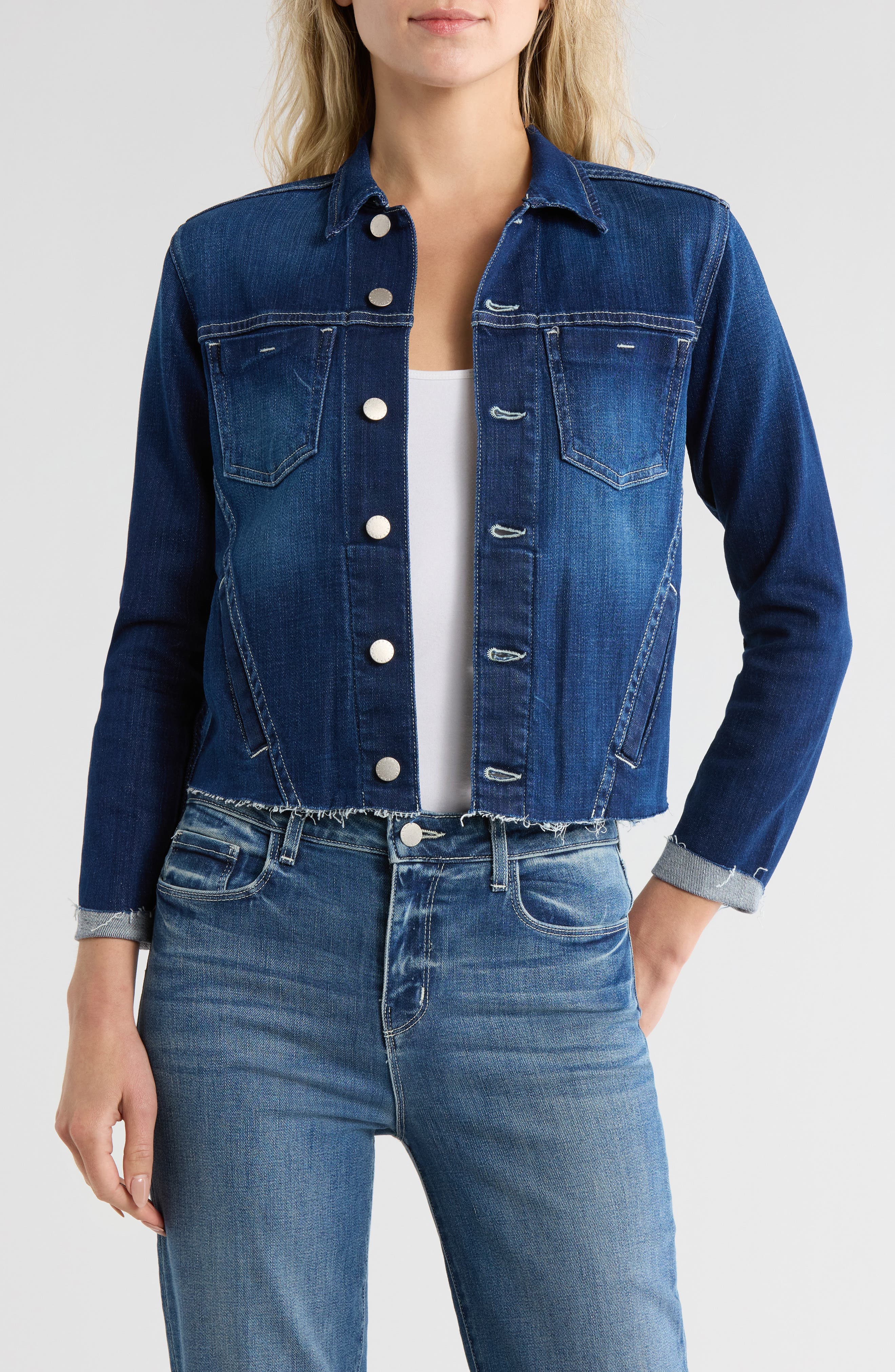 L'AGENCE Janelle Raw Cut Slim Denim Jacket
