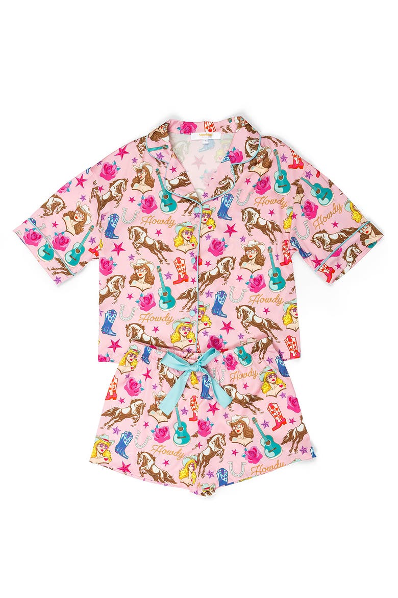 Kids Silky Cowgirl Candy Short Sleeve Short Set, Main, color, Cowgirl Candy