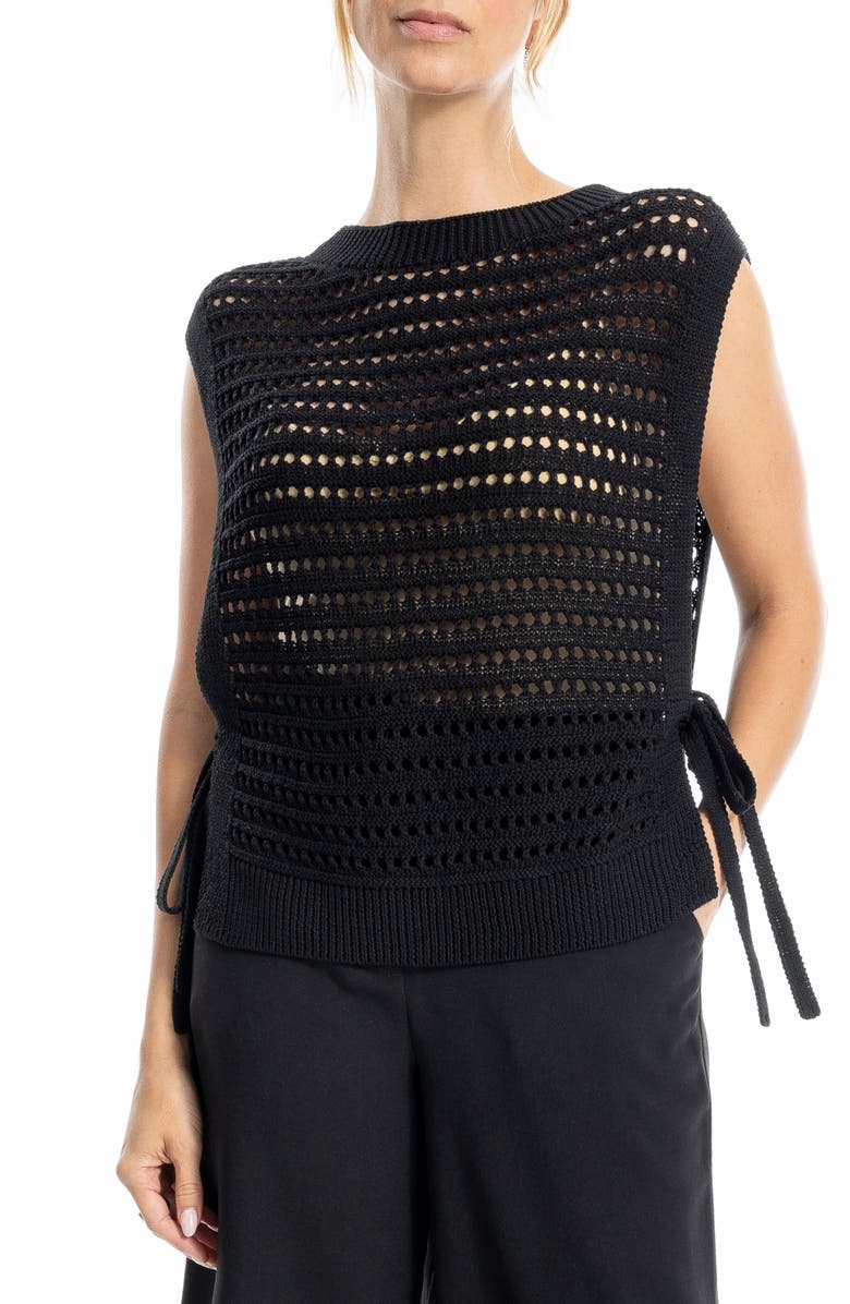 MAX STUDIO Open Stitch Sweater Vest, Main, color, Black