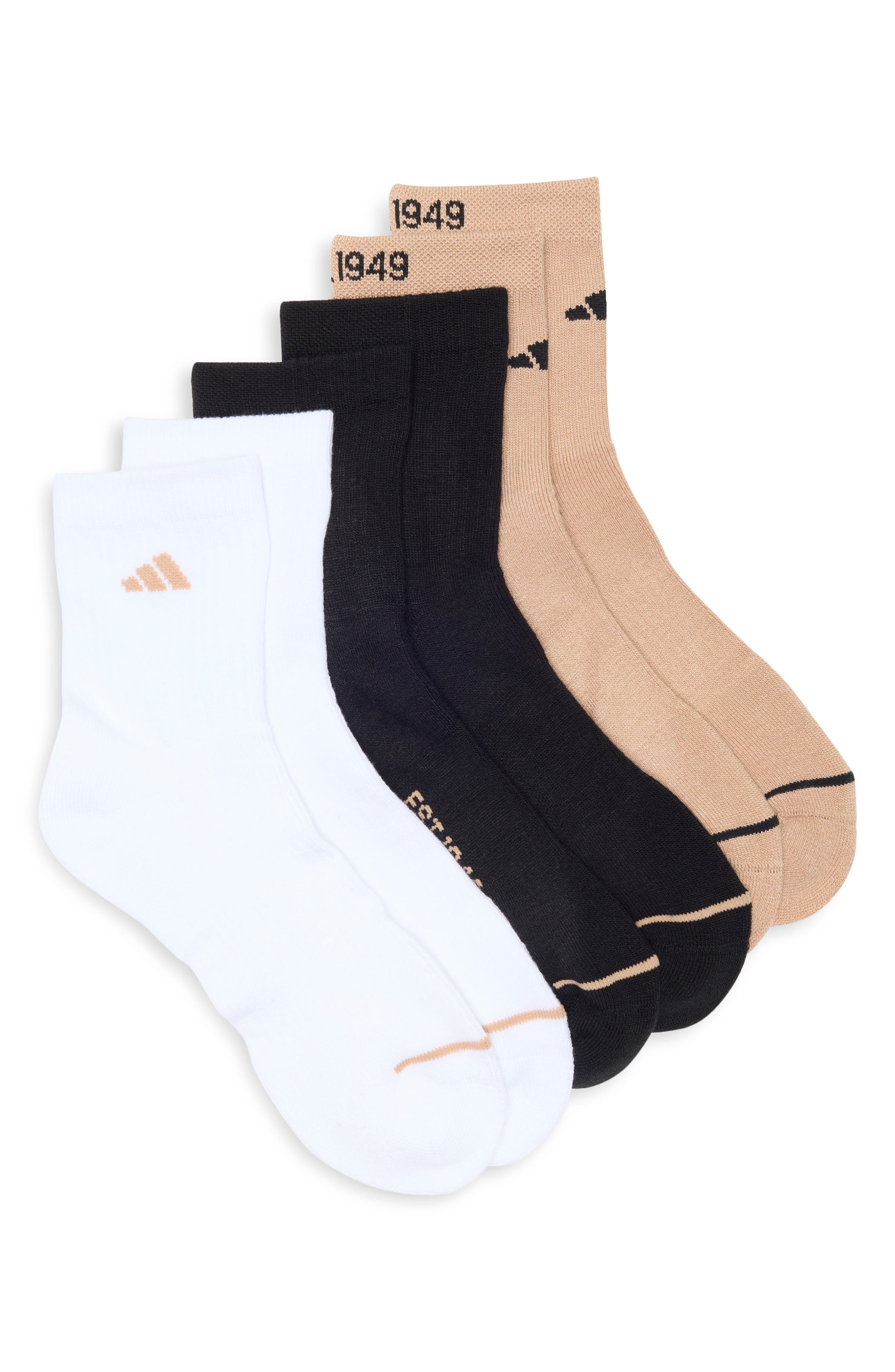 adidas 3-Pack Cushioned Sport Quarter Crew Socks